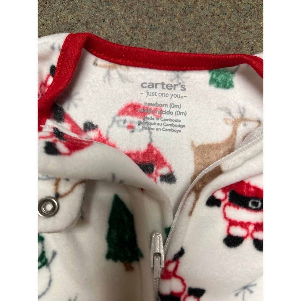 Christmas‎ Carter's NWT Newborn fleece sleeper Santa and reindeer - Picture 3 of 5